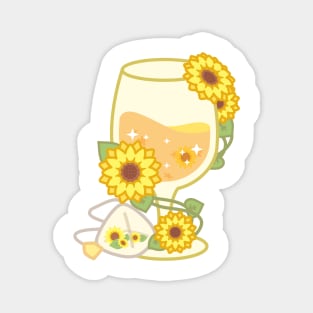 Yellow Sparkling Sunflower Herbal Tea in a Glass Goblet Magnet