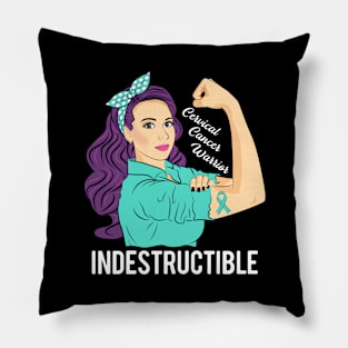 Cervical Cancer Warrior Indestructible Awareness Support Pillow