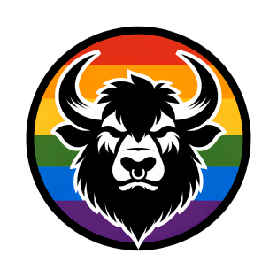 LGBTQ Pride Bull Anthro Furry Rainbow Logo T-Shirt