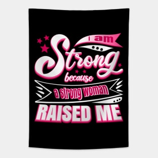 Strong Woman Raised Me Cool Typography Pink White Tapestry