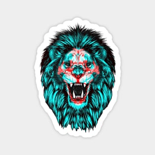 Lion Skull Interactive Red&Blue Filter T-Shirt Magnet