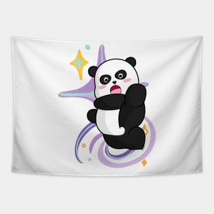 Cute Panda Kungfu In Space Tapestry