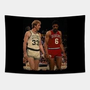 Larry Bird with Dr. J Tapestry