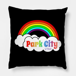 Park City Utah Rainbow and Clouds Pillow