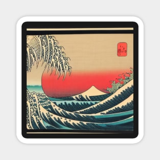 The Majestic Wave at Sunset - A Breathtaking Ukiyo-e Painting Magnet