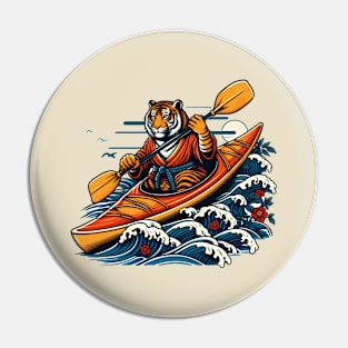 kayaking Bengal tiger Pin