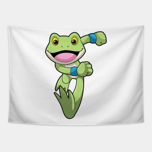 Frog at Running with Sweatband Tapestry