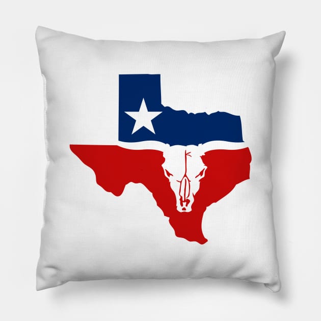 Texas Longhorn Skull With State Flag Pillow by TextTees