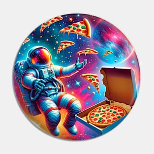 Astronaut in Space with Pizza, Love Eating Pin