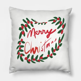 Merry Christmas Warped Wreath Pillow