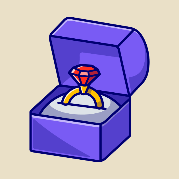 Gold Ring With Diamond In Box Cartoon by Catalyst Labs