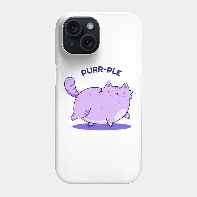 Purrrple Cute Chubby Purple Kitty Cat Pun Phone Case by punnybone