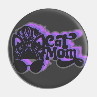 Retro Cool Cat Mom Pin