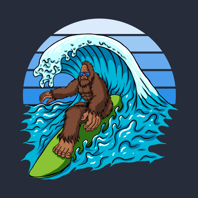 Bigfoot Surfing The Waves by Rebel Merch