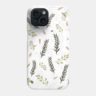 Olive Green Branches & Falling Leaves Wallpaper Bright Phone Case