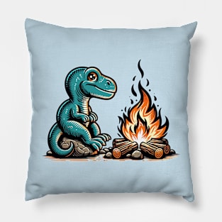 Dino with campfire Pillow