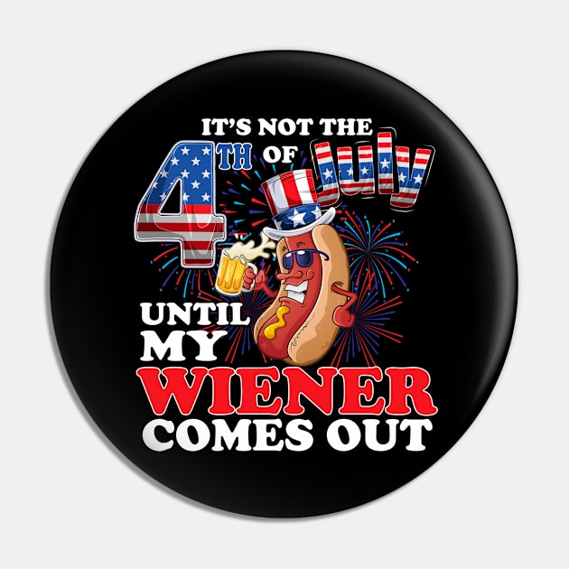 4th of July Hot Dog Wiener Comes Out Adult Humor Pin by peskyrubeus