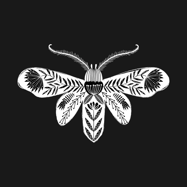 Folk Moth White by Maggiemagoo Designs