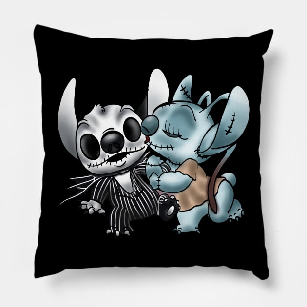 Stitch & Angel Nightmare Before Xmas Pillow by Danispolez_illustrations