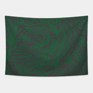 Green Flowers & Leaf Pattern Tapestry