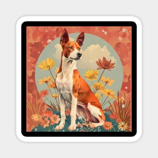 70s Basenji Vibes: Pastel Pup Parade Magnet