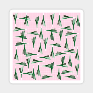 Leek Pattern on Pink Background Magnet