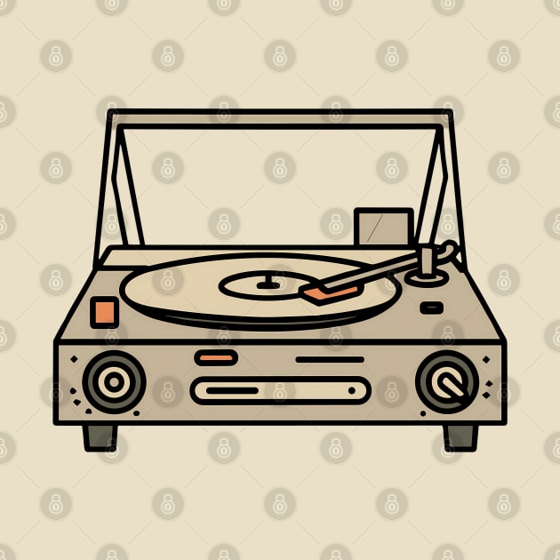 Vintage line art of a classic record player by design/you/love