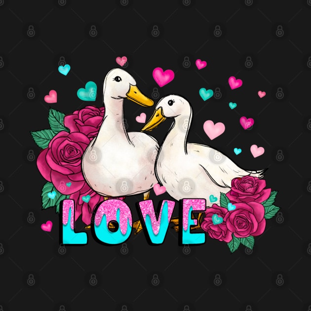 Duck Couple Love Flower Valentine Day by luxembourgertreatable