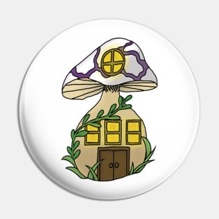 Purple Mushroom House Fantasy Print Pin