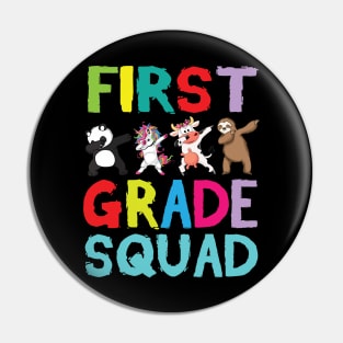 Animals Students Dabbing Back To School First Grade Squad Pin