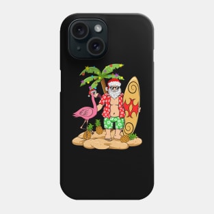 Santa with Pink Flamingo and Pineapples Christmas Phone Case