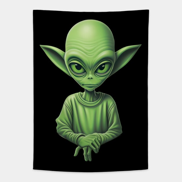 Green Alien Tapestry by TooplesArt