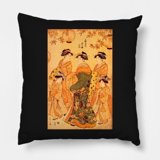 "Woodcut" by Chobunsai Eishi (1792-1793) TECHNICOLOR REMASTERED Pillow