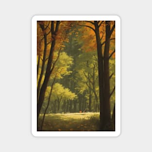 Autumn Scene - Fall in a Maple Forest Magnet