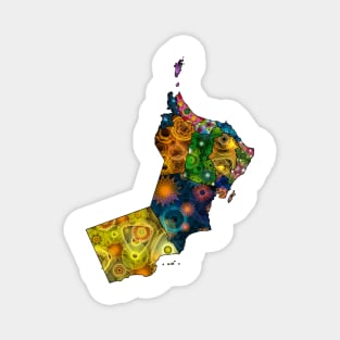 Spirograph Patterned Oman Regions Map Magnet