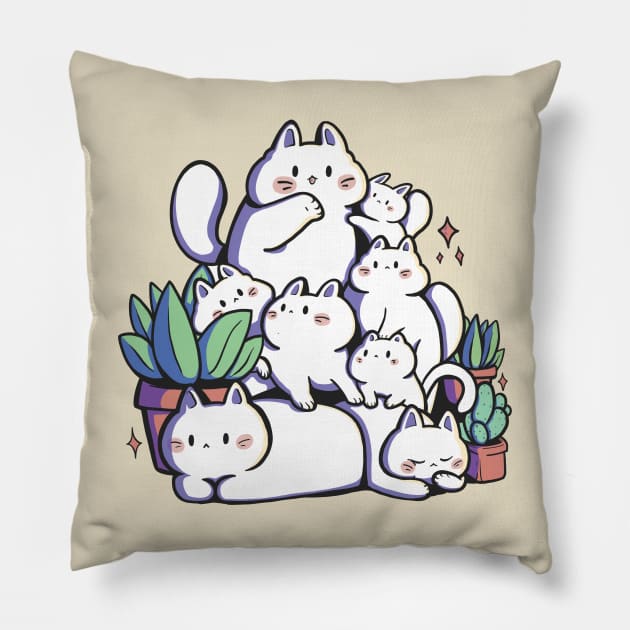 pile of  cats Pillow by ArtStopCreative