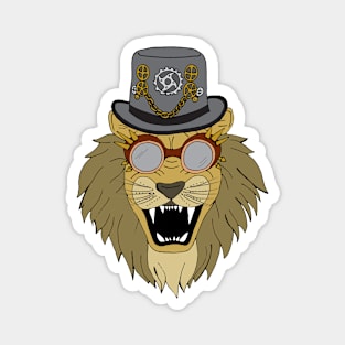 Roaring Steampunk Lion Magnet