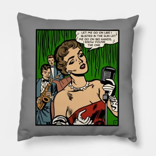 Comic Woman Sings Her Heart Out Pillow