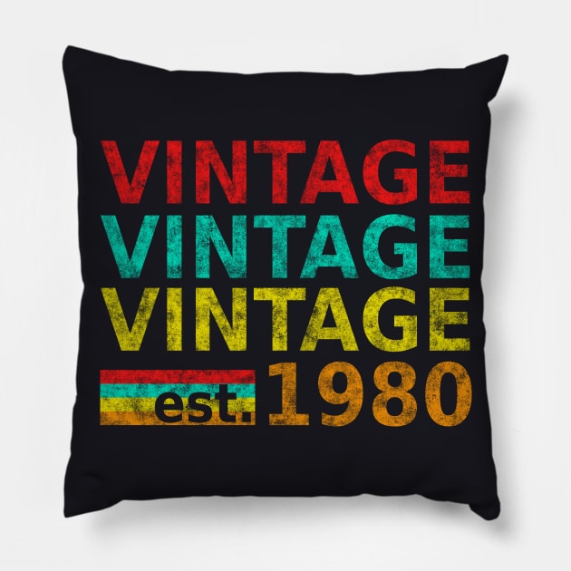 Vintage Style since 1980 Birthday Gift Shirt Pillow by Foxxy Merch