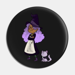 A grumpy witch and her cat Pin