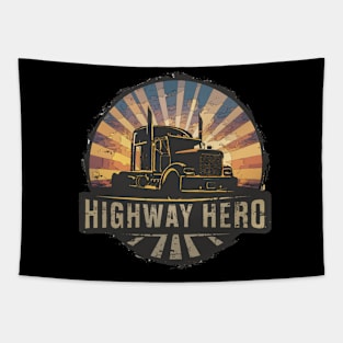 Retro Vintage Truck Driver Trucker Highway Tapestry