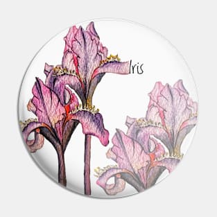 Iris Watercolor Flower Pin