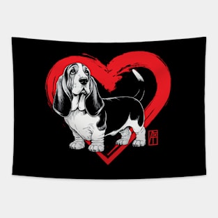 I Love My Basset Hound - I Love my dog - Friendly dog Tapestry