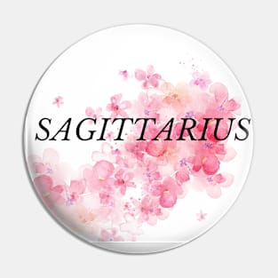 Sagittarius with Pink Watercolor Flowers Pin