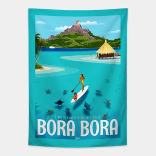 Vintage Travel Poster - Bora Bora Tapestry