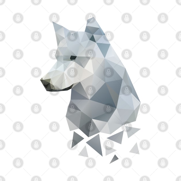 Dramabite Low-poly polygon grey wolf geometric minimal illustration by dramabite