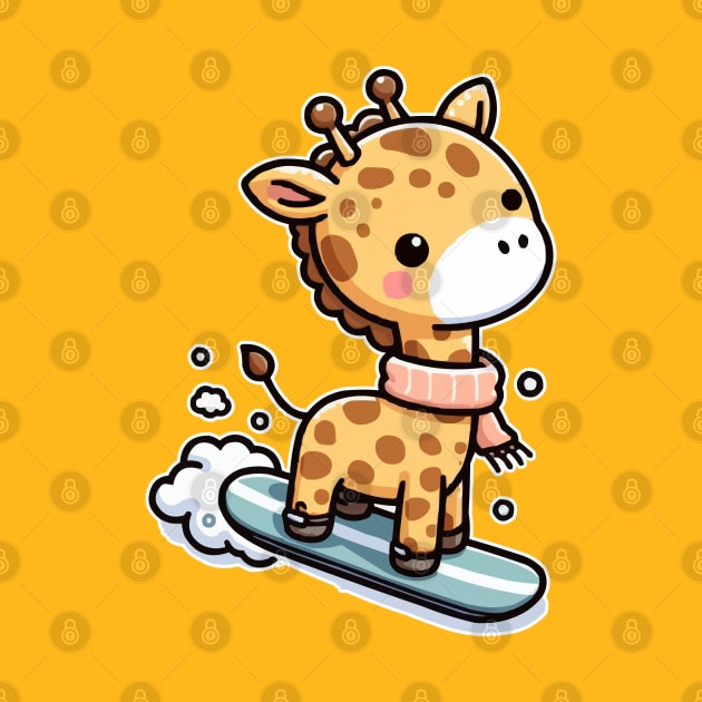 Cute giraffe Snowboarding by fikriamrullah