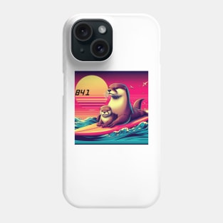 841 surfing otter with baby Phone Case