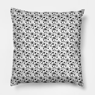 Hearts and Elephants Black and White Pattern Pillow