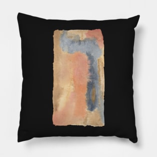 WATERCOLOR ABSTRACT PAINTING IN GOLD, SLATE, & RUST Pillow